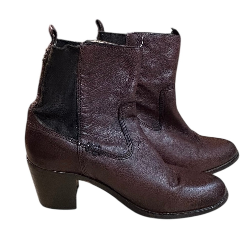 Frye Size 8B Janis Gore Ankle Boots Booties Brown Leather Stretch Pull On